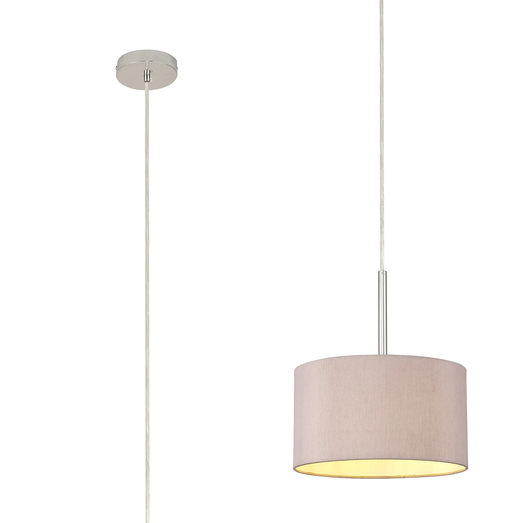 DK0121  Baymont 30cm Pendant 1 Light Polished Chrome; Taupe/Halo Gold